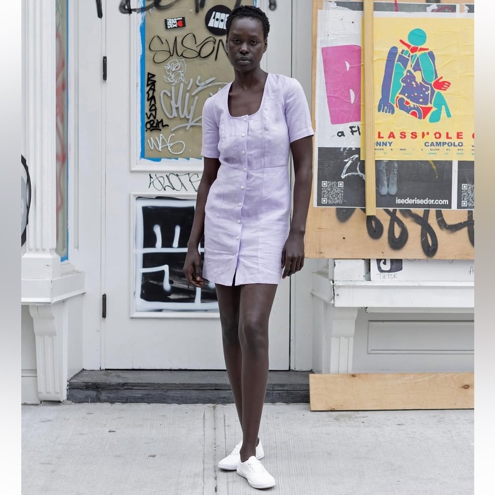 Ilana Kohn Linen Mini Dress in Lavender